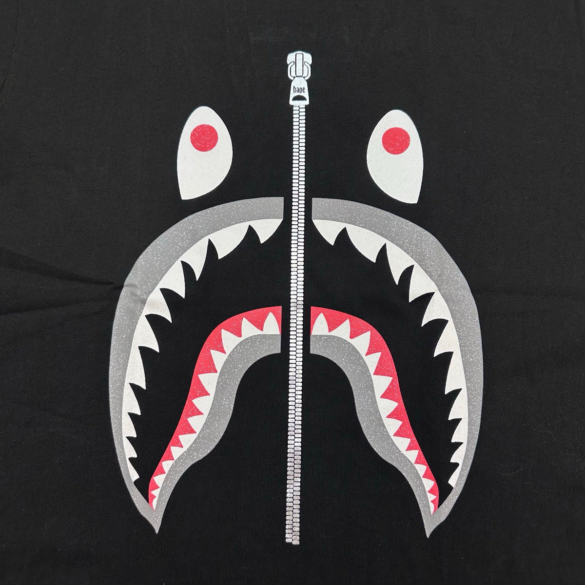 BAPE SS26 WGM Shark Glitter Print T-Shirt — Black
