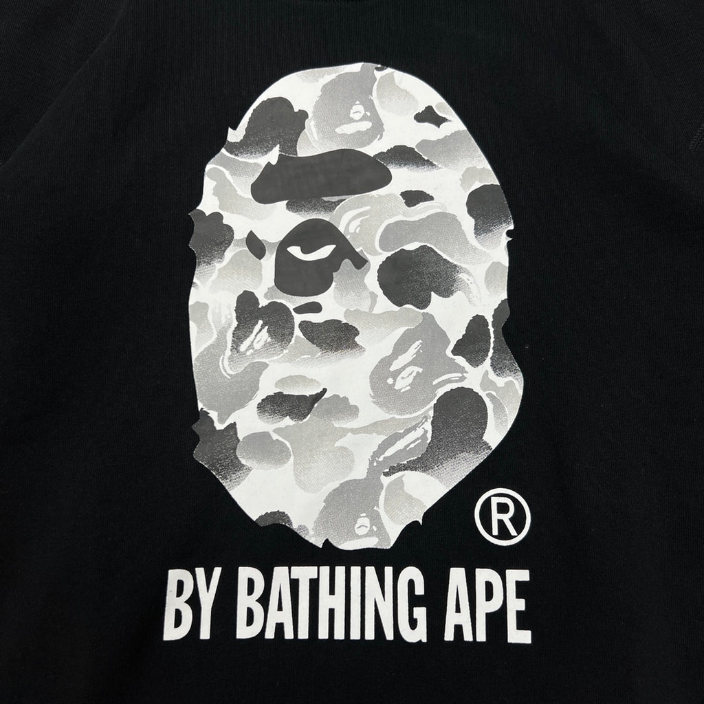 BAPE 11th Anniversary Ink Wash Camo Ape Head "By Bathing Ape" Crewneck Sweatshirt - Gray / Black