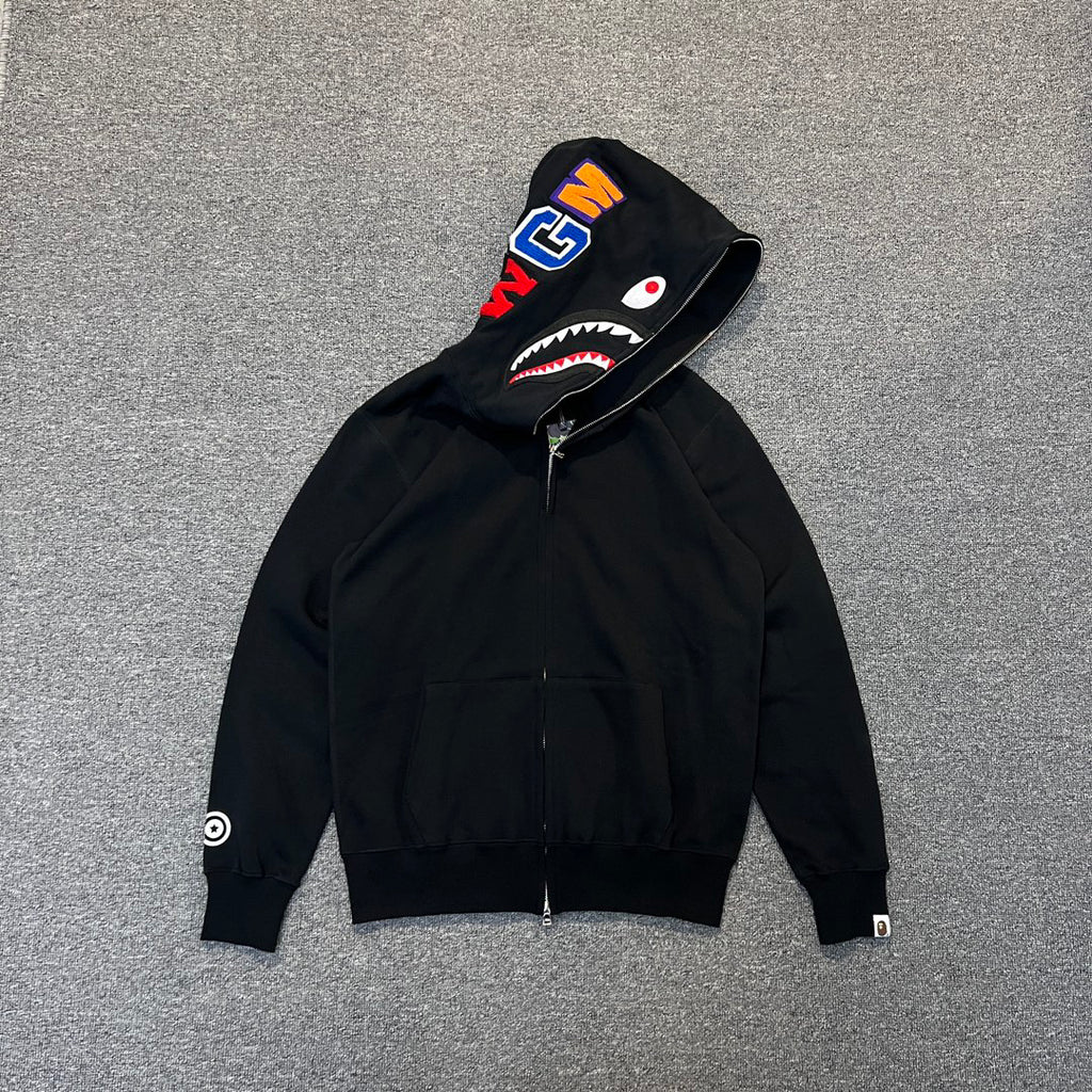BAPE Solid Shark Full-Zip Hoodie - Gray / Black