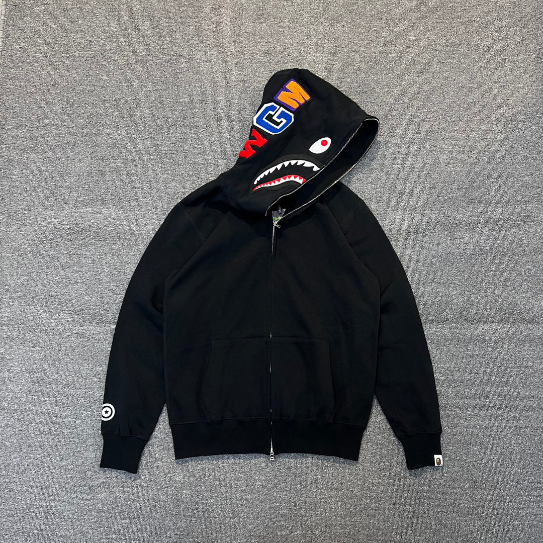 BAPE Solid Shark Full-Zip Hoodie - Gray / Black