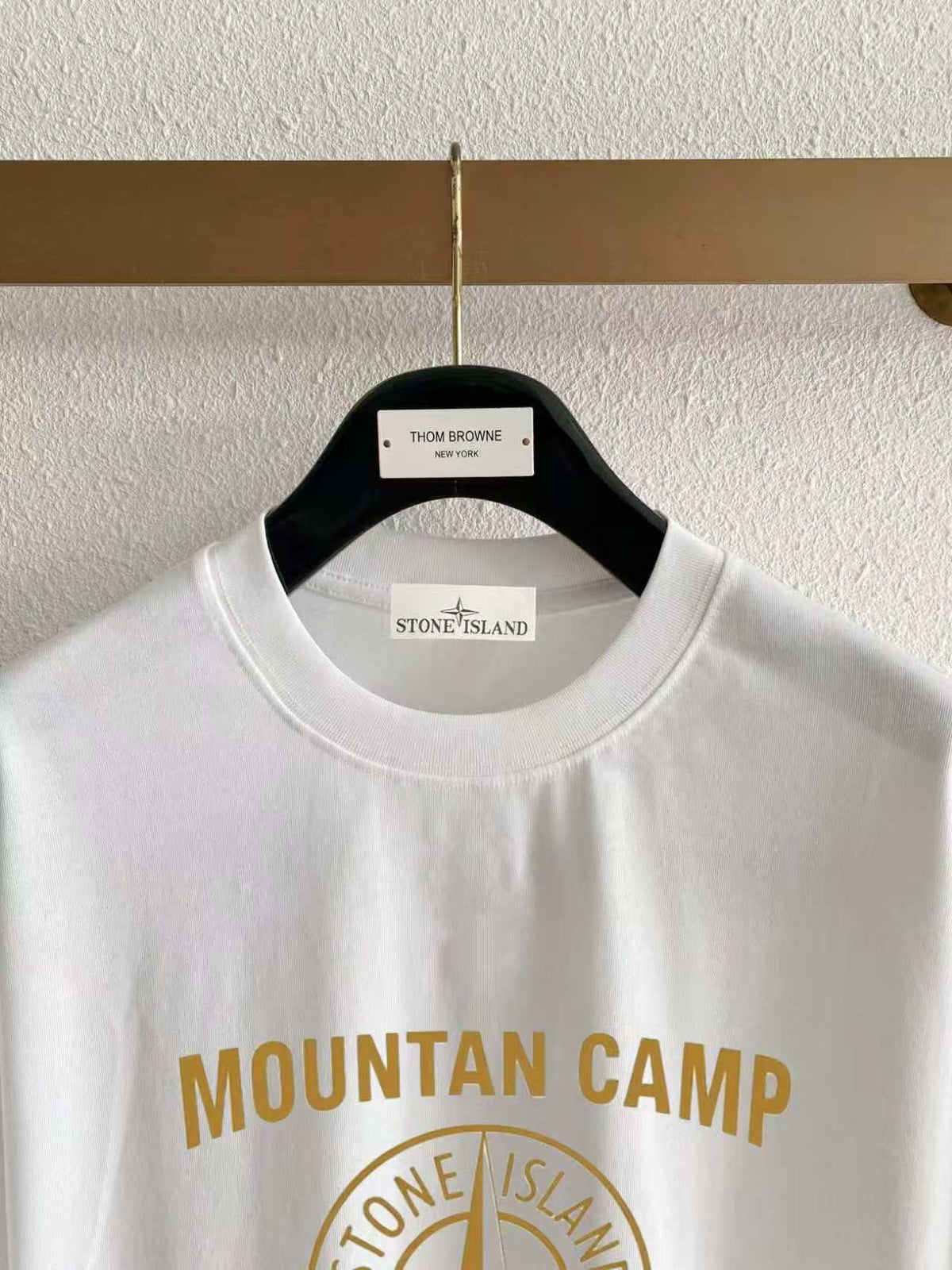 Stone Island "Mountan Camp" Compass Rose Gold Print T-Shirt