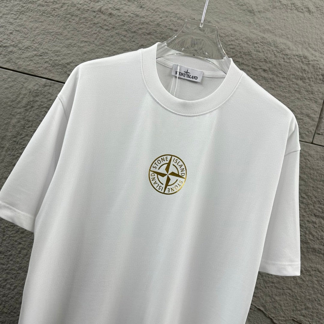Stone Island Spring–Summer 2026 T-Shirt - Gold Foil Compass Badge at Centre Chest