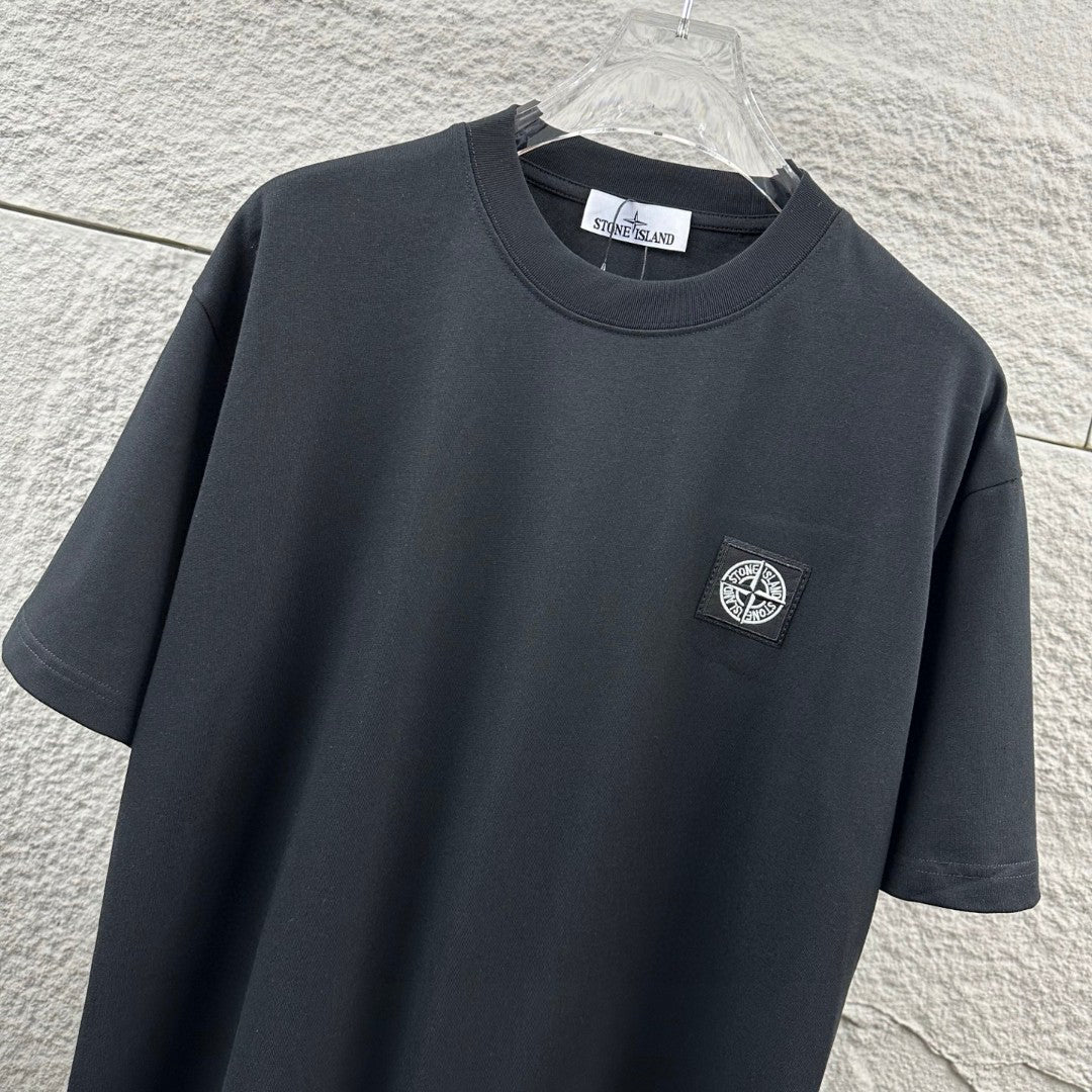 Stone Island Classic Compass Rose Woven Appliqué Badge T-Shirt - Left Chest Patch