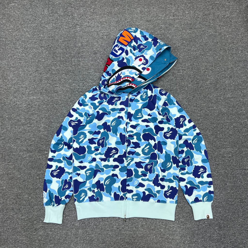 BAPE ABC Macro Camo Shark Full-Zip Double Hood Hoodie