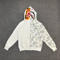 BAPE FW25 City Camo Glow-in-the-Dark Shark Full-Zip Hoodie - White / Black