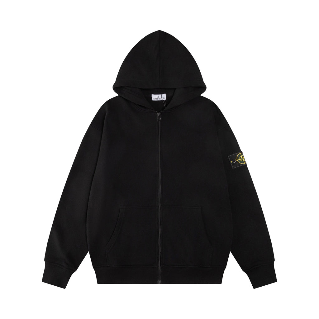 Stone Island Heavyweight Cotton Fleece Full-Zip Hoodie with Compass Badge