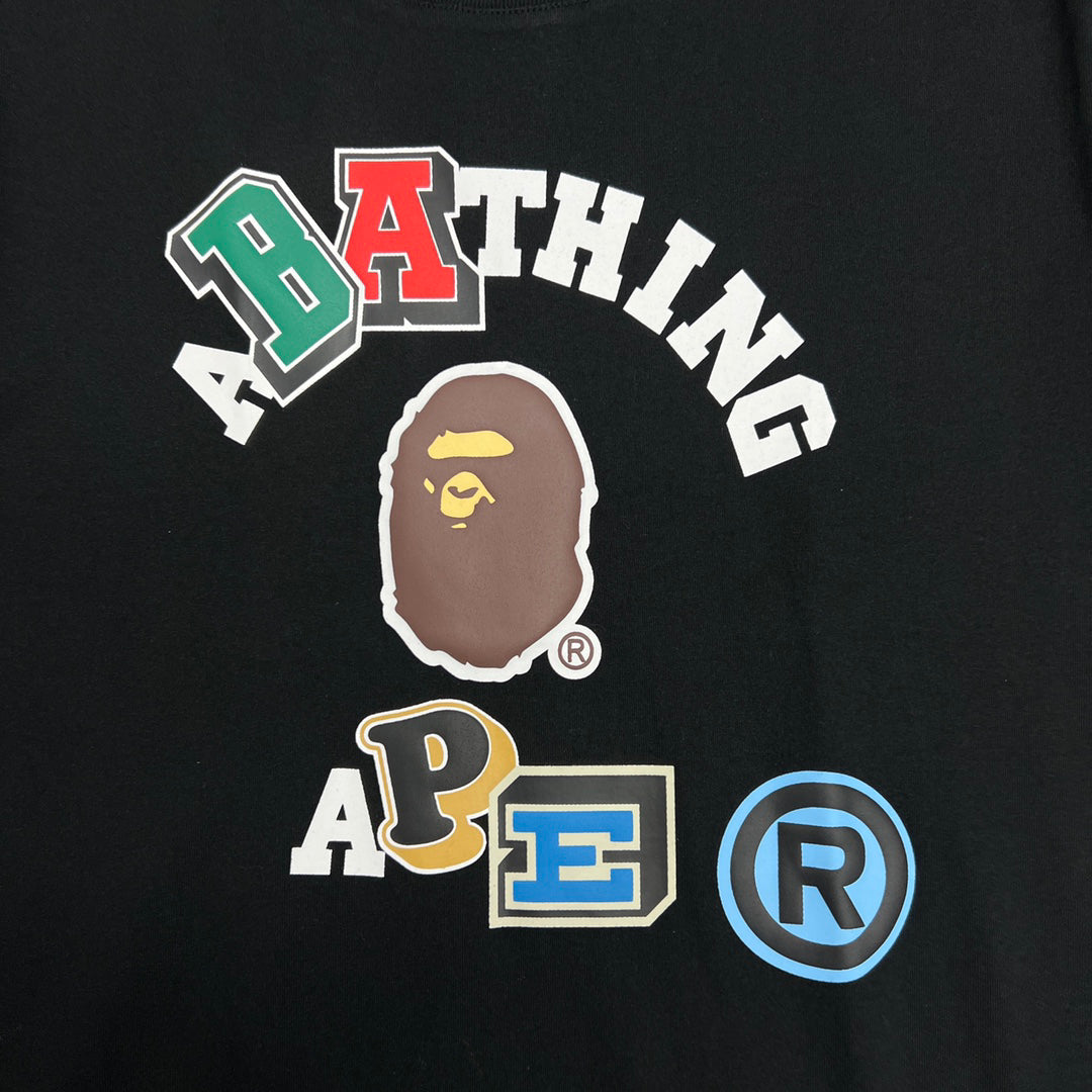 BAPE Multi-Colour Collegiate Patchwork Letter Ape Head Logo Tee Oversized Unisex T-Shirt