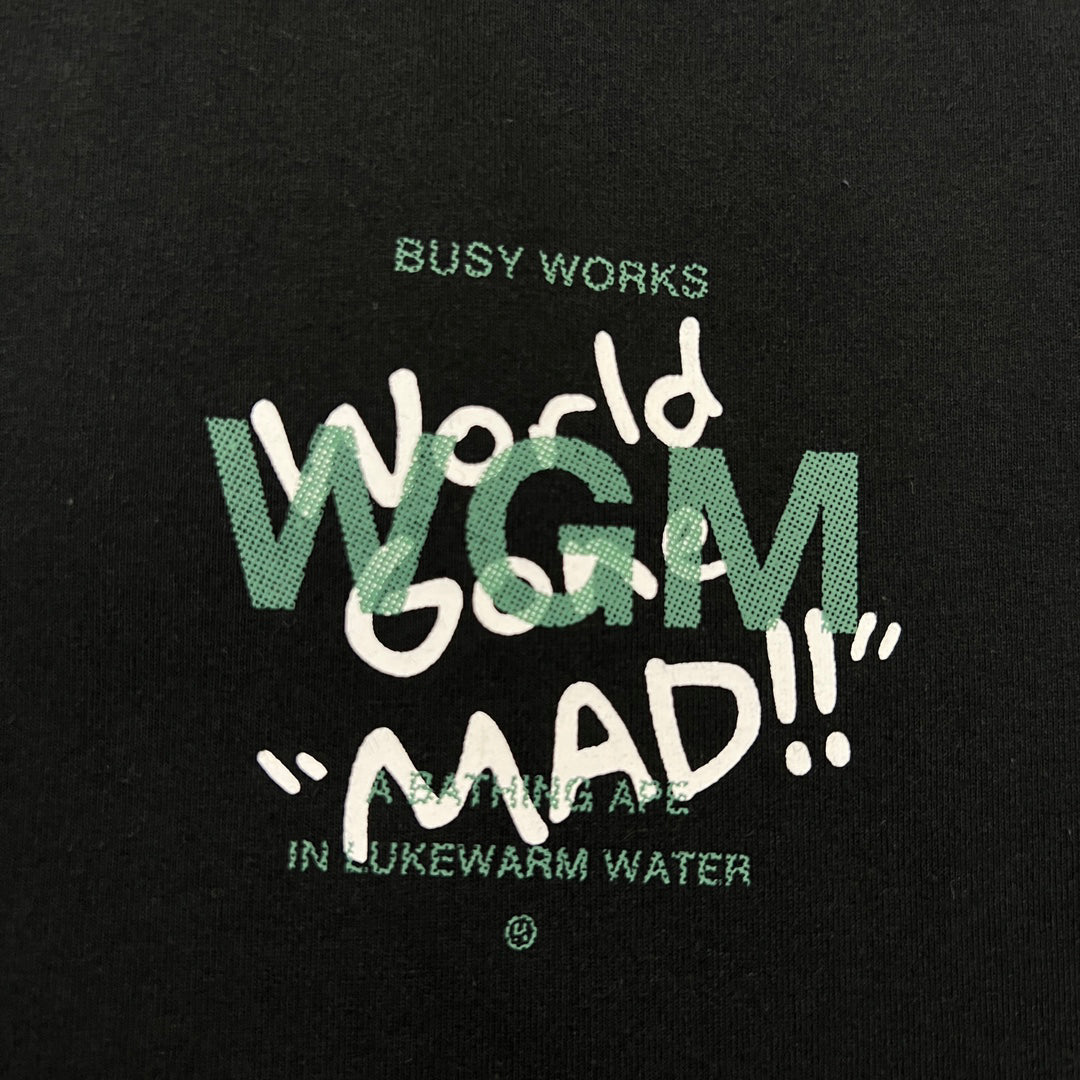 BAPE Busy Works World Gone MAD Woodland Camo WGM Tee Oversized Unisex T-Shirt