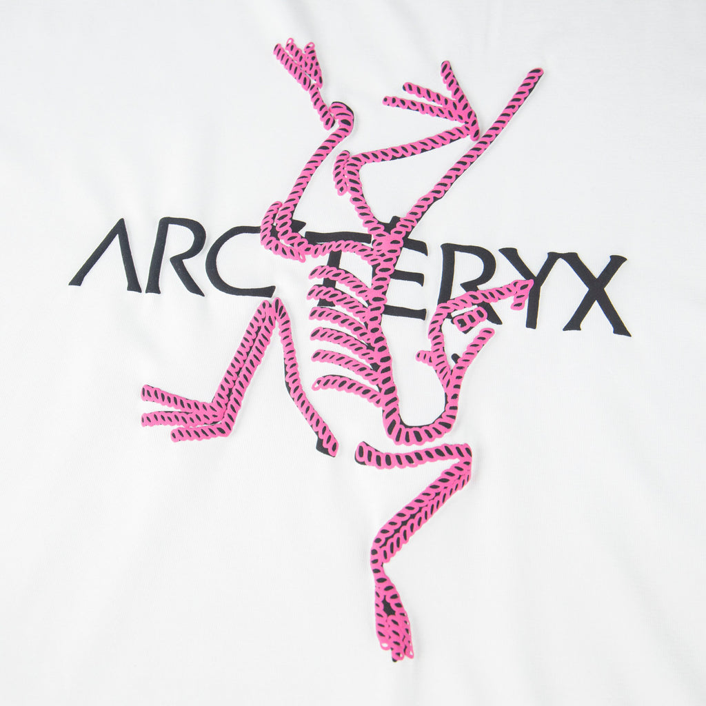 Arc'teryx Pink Chest Wordmark & Back Multi-Label Skeleton Bird Unisex T-Shirt