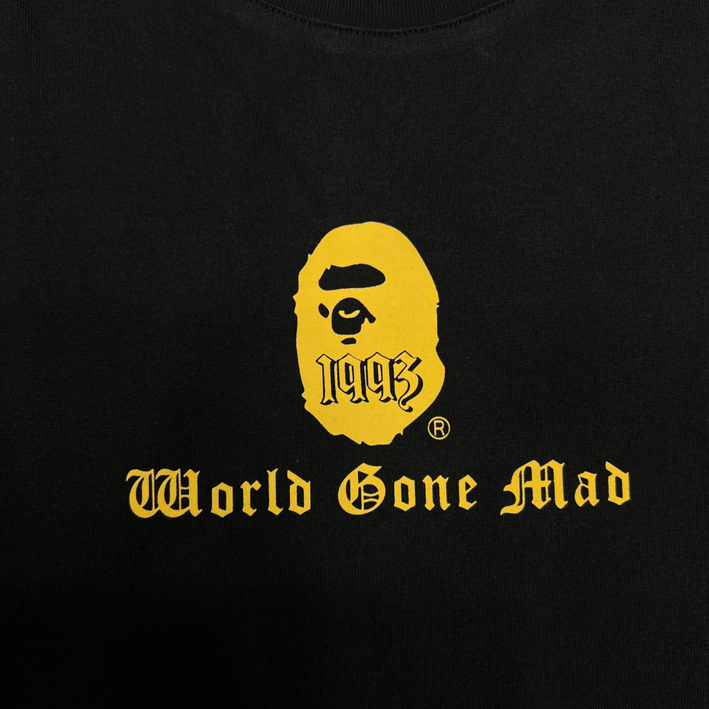 BAPE World Gone Mad Old English Blackletter Ape Head Small-Print Tee Oversized Unisex T-Shirt