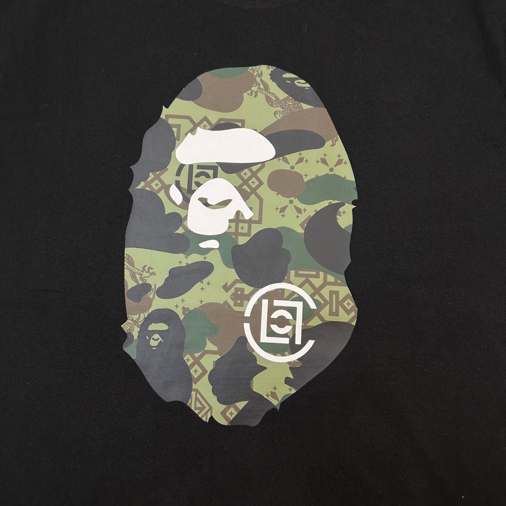 BAPE × CLOT SS25 Camo Monogram Ape Head Oversized Heavyweight Unisex T-Shirt