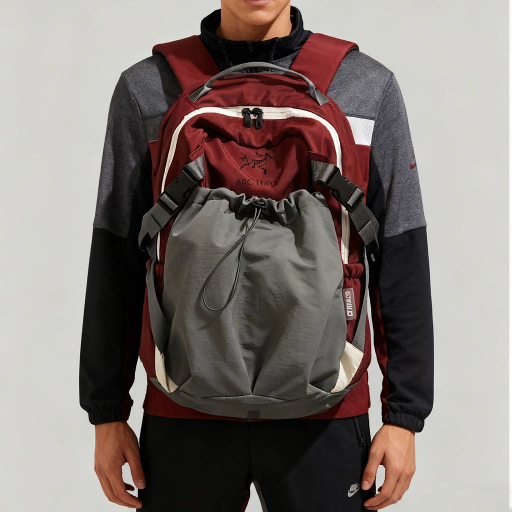 Arc'teryx Color‑Block Drawstring Pocket Backpack, Large‑Capacity Outdoor Travel Daypack Unisex
