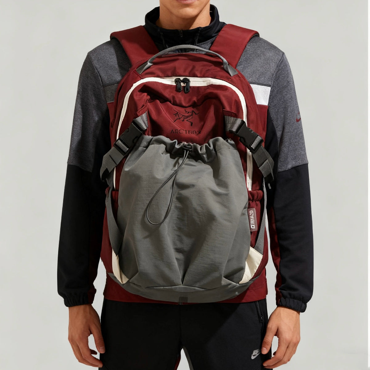 Arc'teryx Color‑Block Drawstring Pocket Backpack, Large‑Capacity Outdoor Travel Daypack Unisex