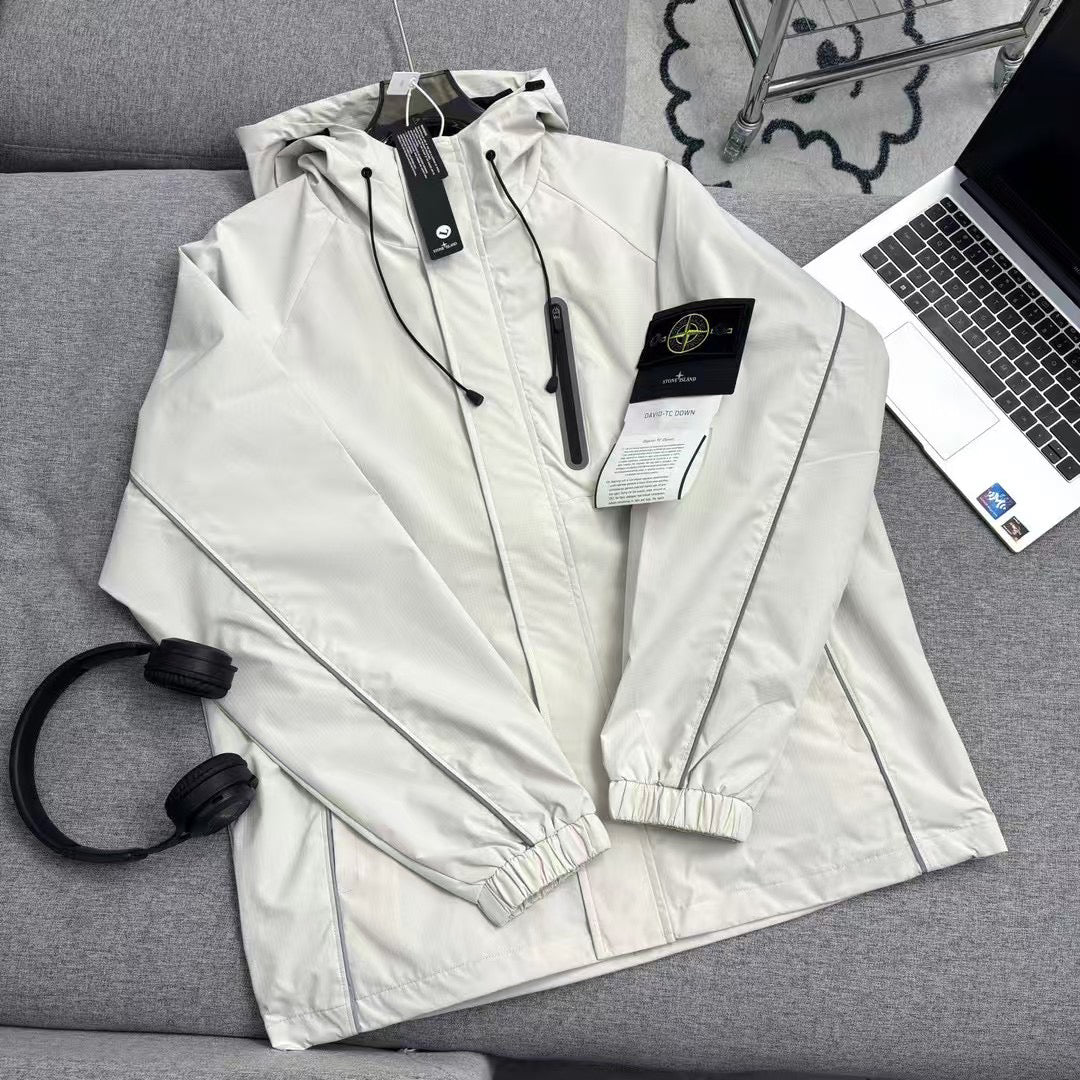 Stone Island Reflective Lightweight Hooded Windbreaker with Compass Badge