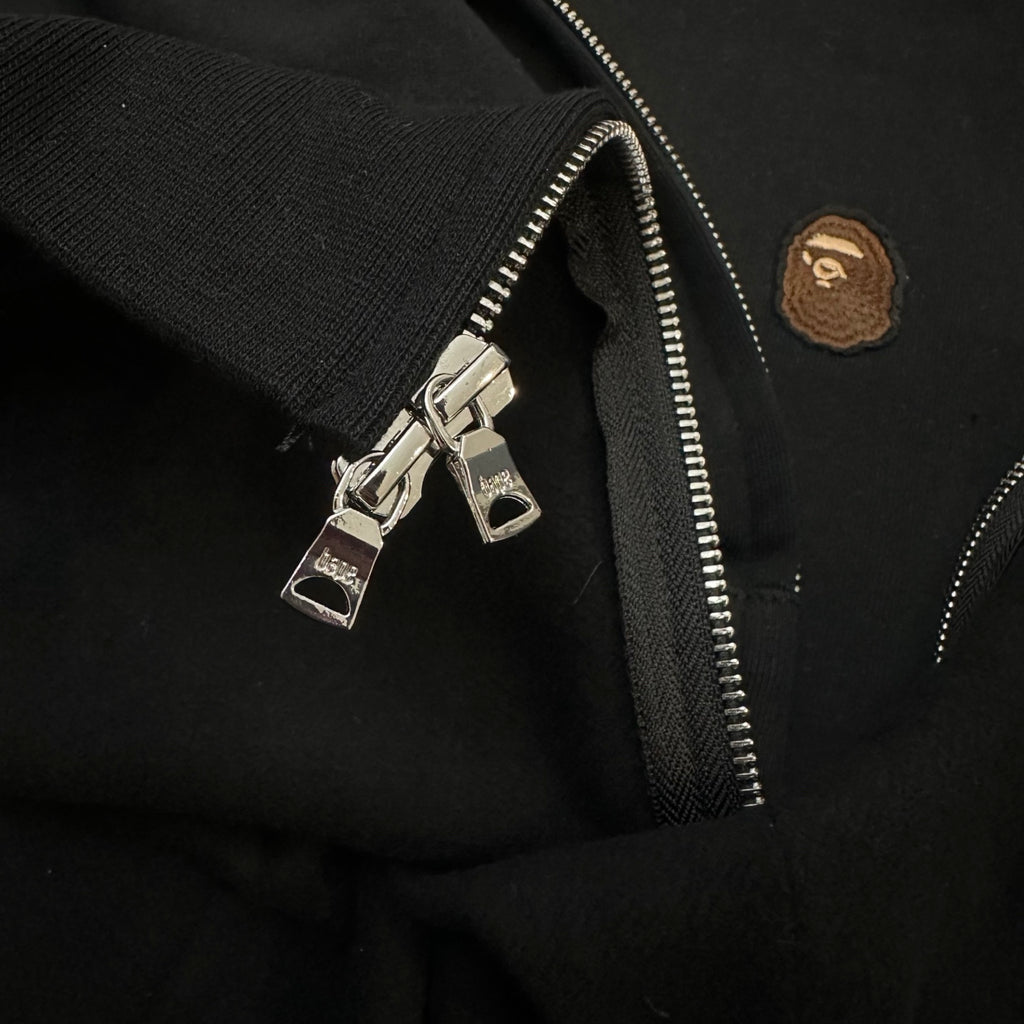 BAPE A Bathing Ape FW24 Ape Head Badge Full-Zip Hoodie — Black
