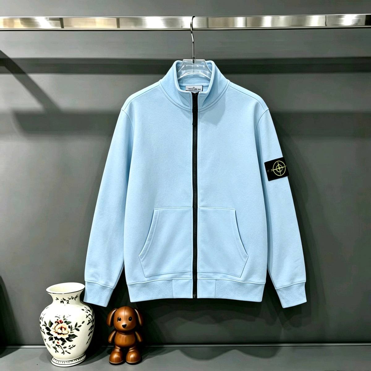 Stone Island Classic Compass Badge Full-Zip Stand Collar Sweatshirt Jacket