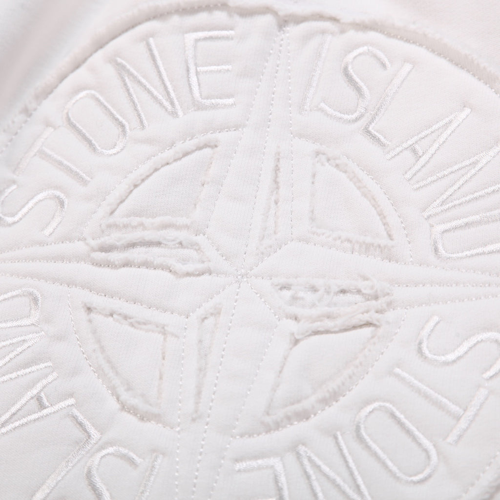 Stone Island Washed Cotton Fleece Shorts with Tonal Embroidered Compass Badge and Raw Cut Hem