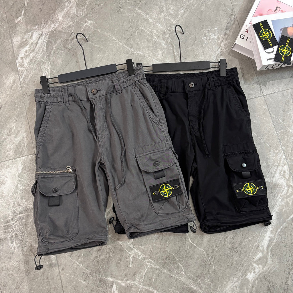 Stone Island 2-in-1 Zip-Off Convertible Cargo Trousers with Compass Badge