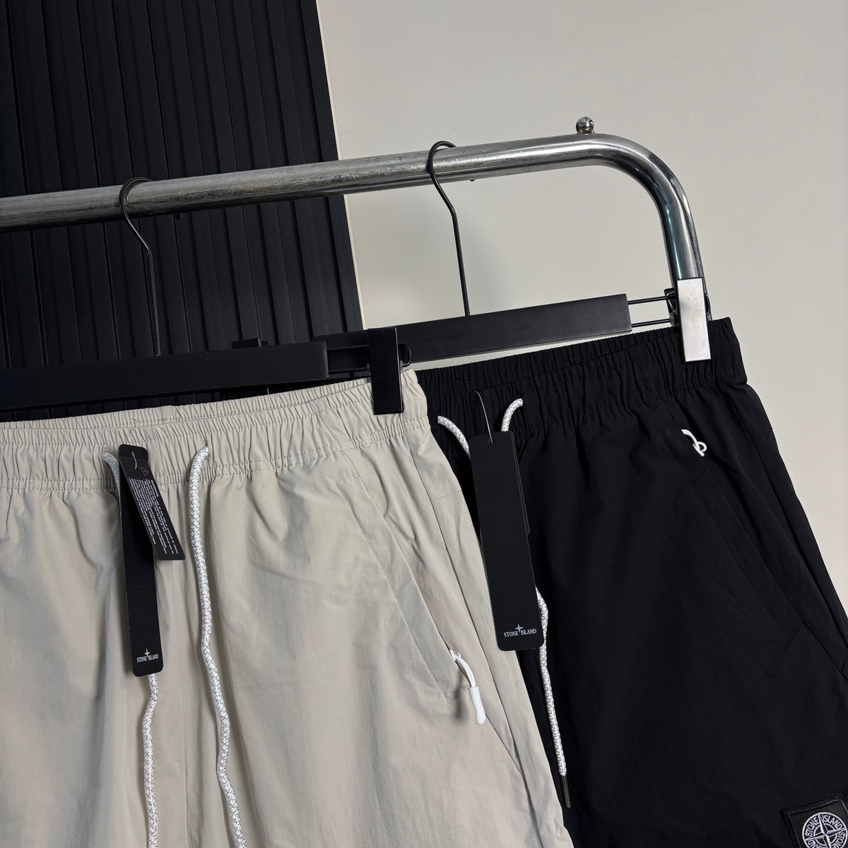Stone Island Quick-Dry Athletic Shorts with Contrast Drawstring and Compass Badge