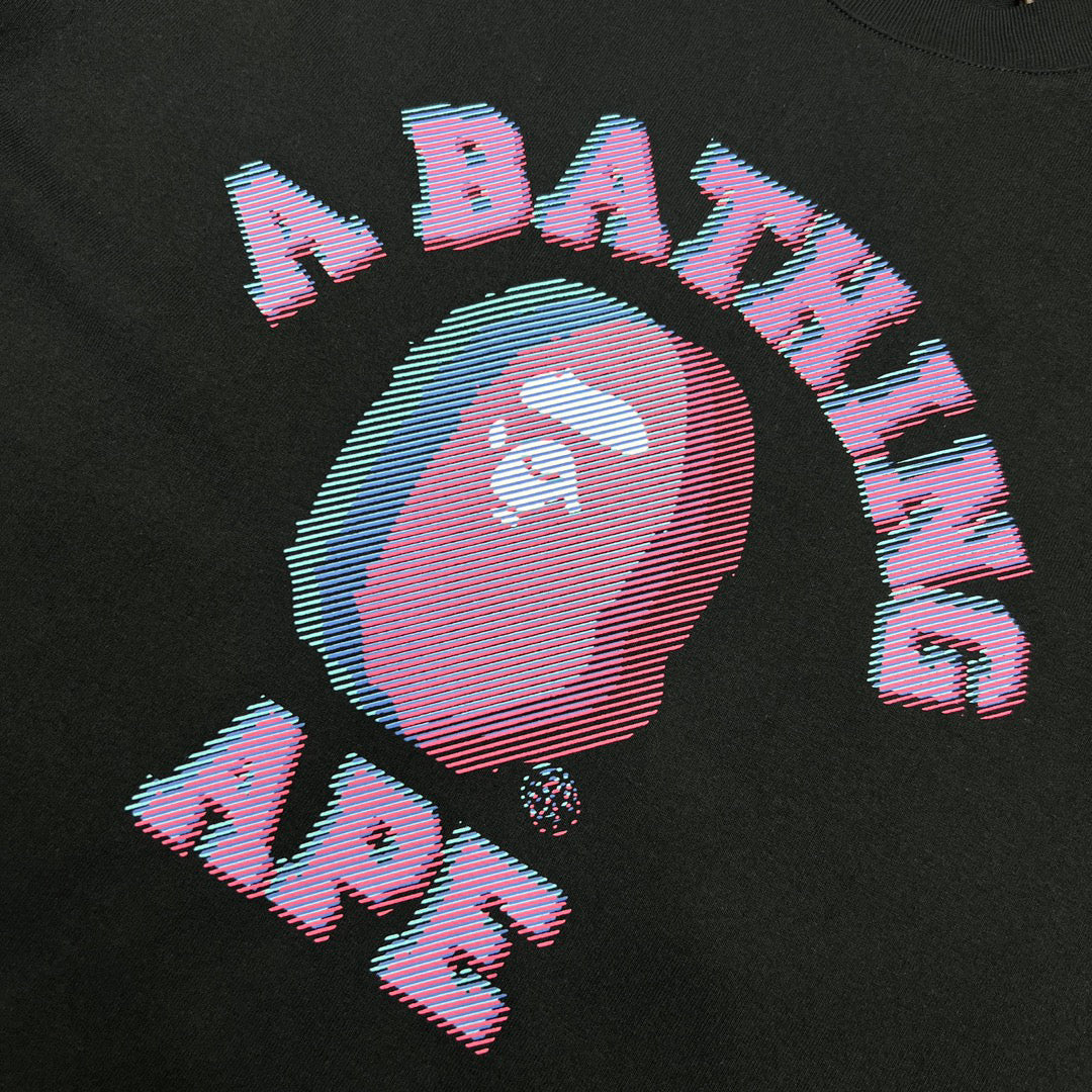 BAPE Glitch Art Ape Head College Tee Oversized Unisex T-Shirt