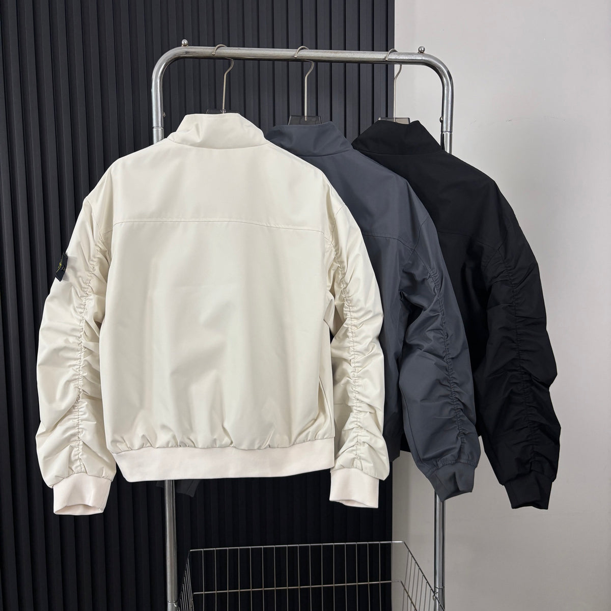 Stone Island Stand Collar Oversized Jacket with Large Patch Pockets and Compass Badge