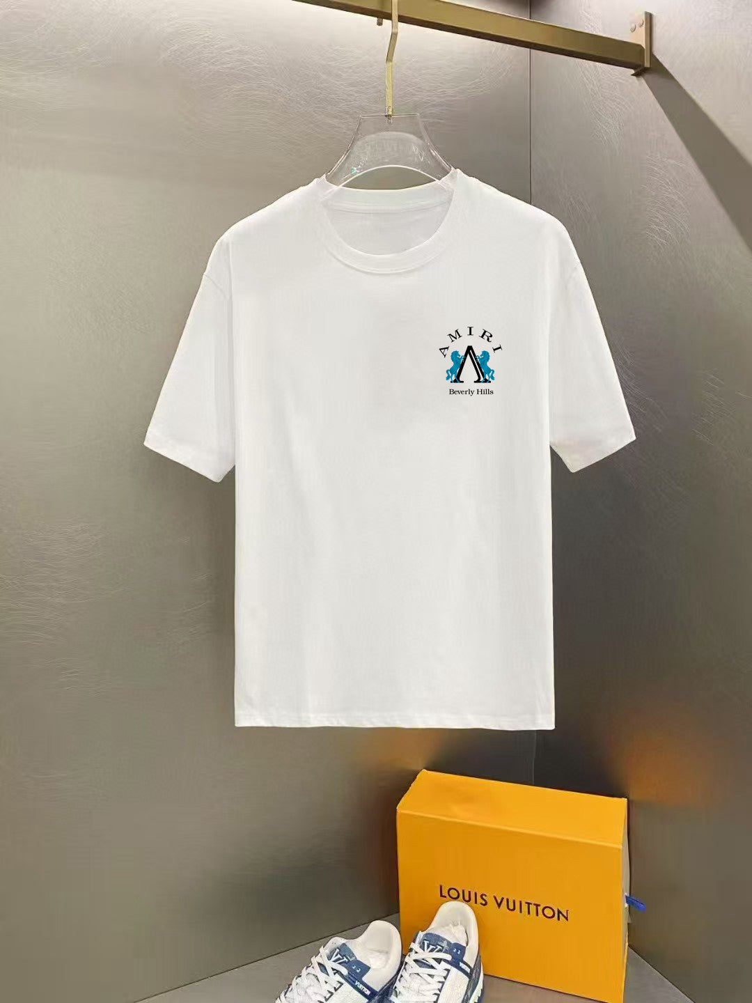 Amiri Beverly Hills Emblem Chest Graphic Crew‑Neck Short‑Sleeve T‑Shirt
