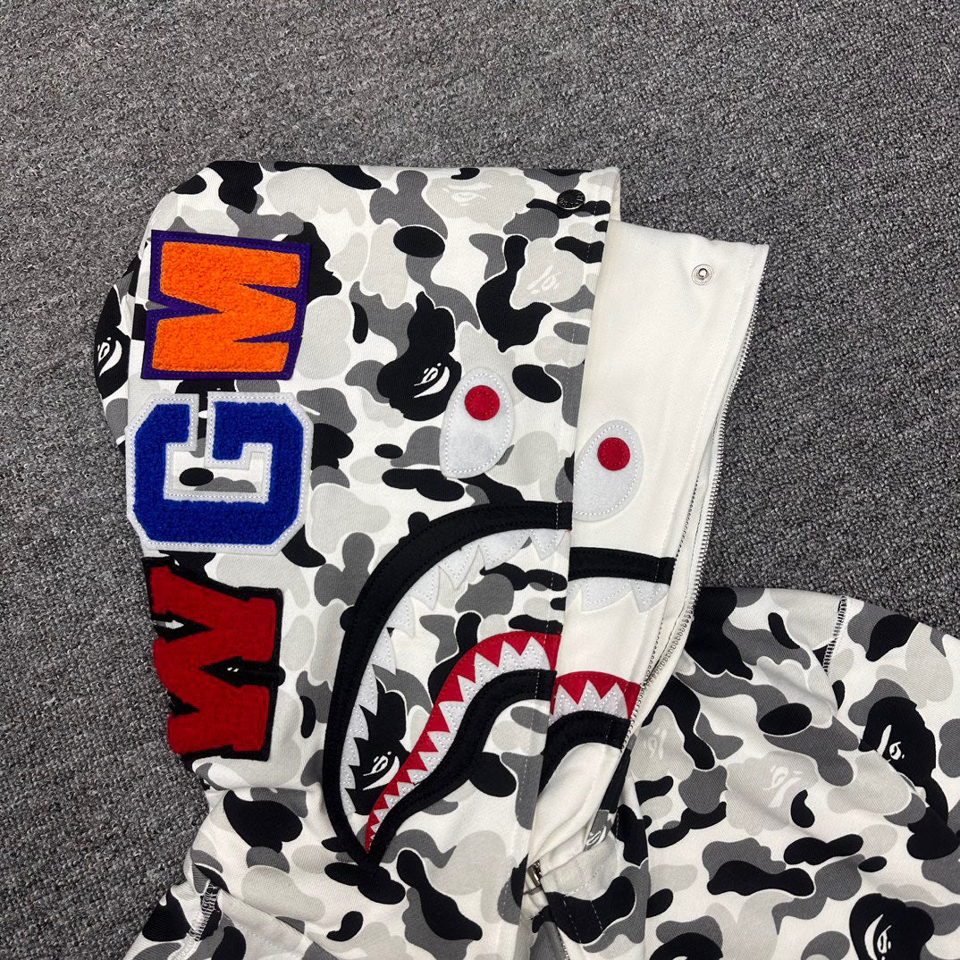 BAPE Macro City Camo Shark Full-Zip Double Hood Hoodie
