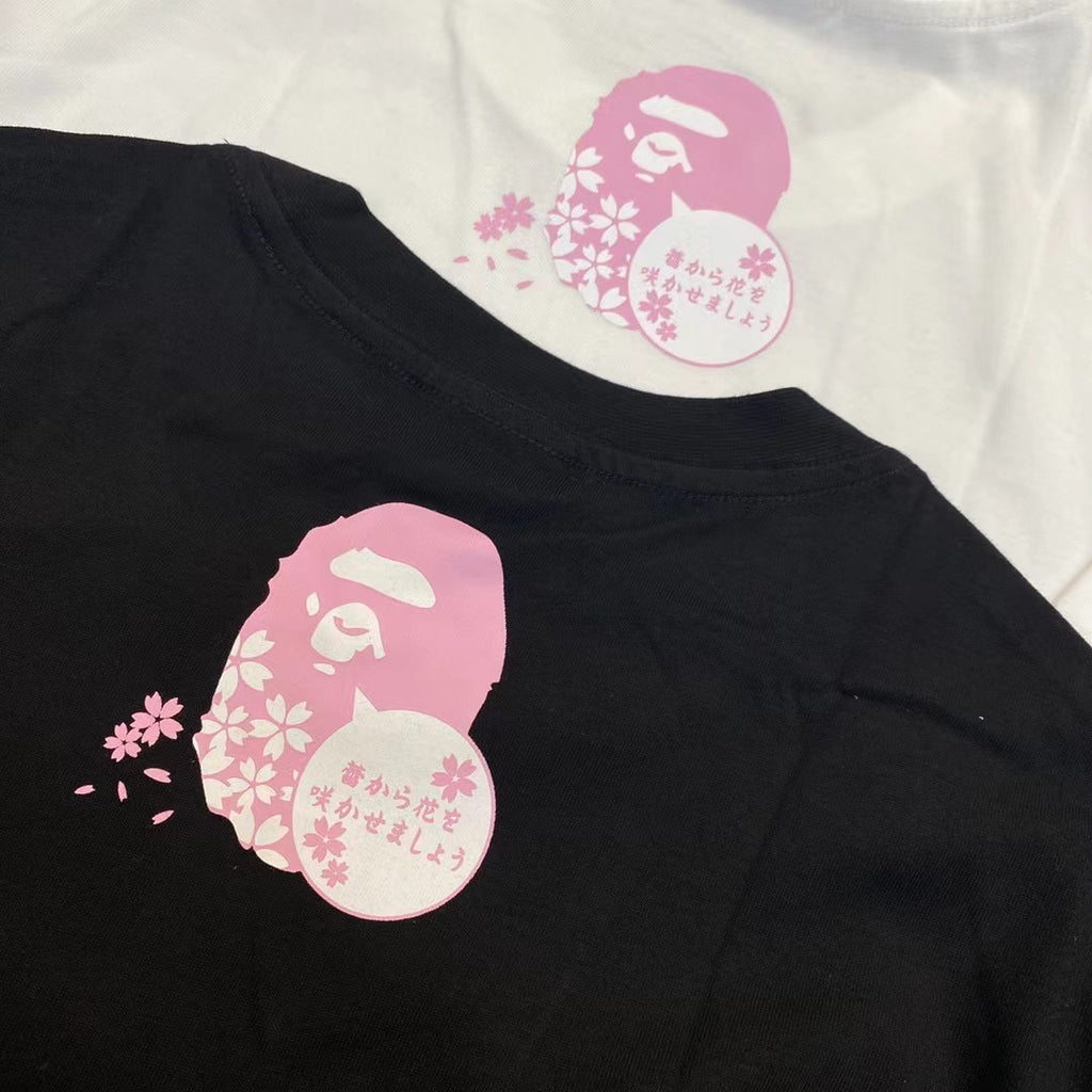BAPE 2022SS Cherry Blossom Ape Head Oversized Unisex T-Shirt