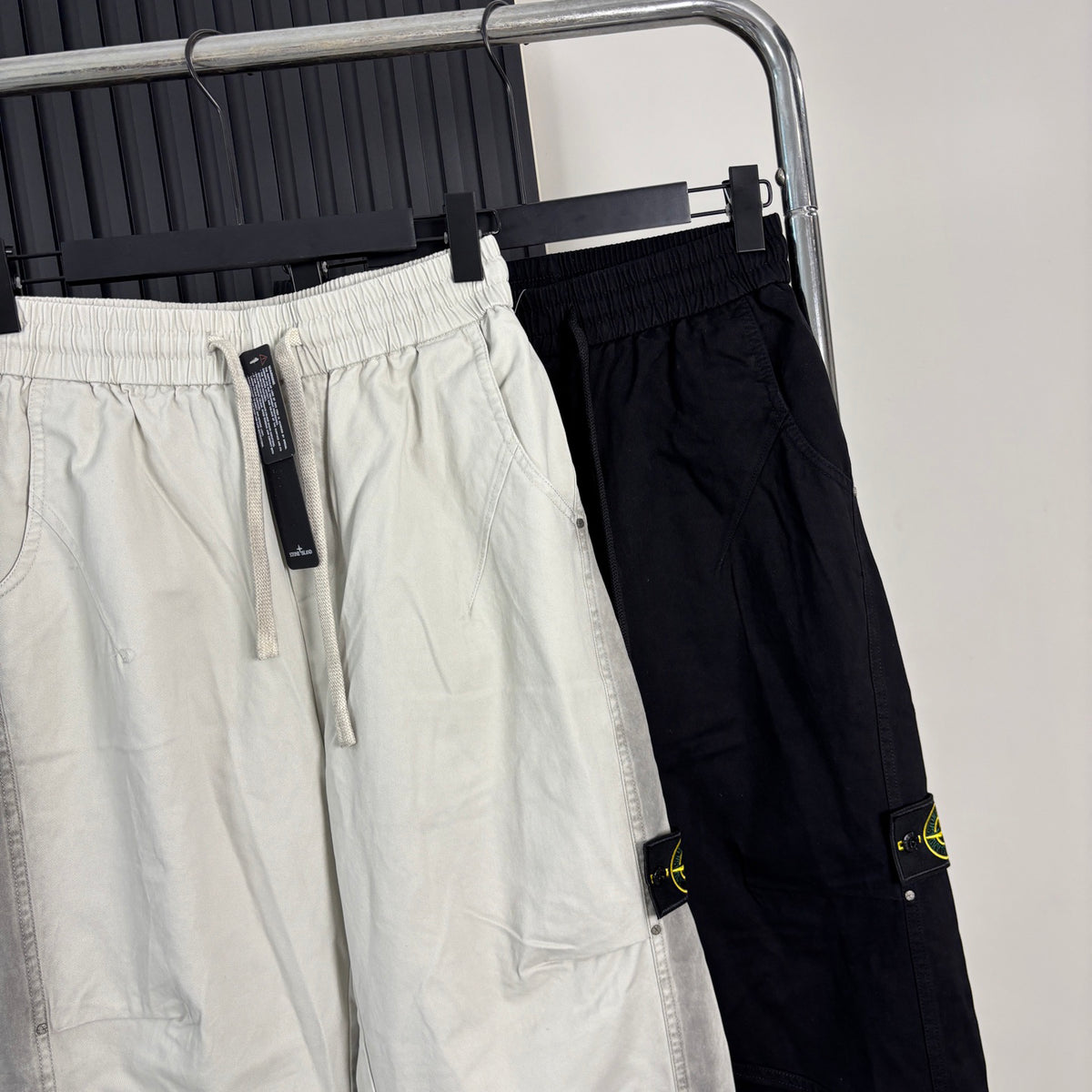 Stone Island Wide-Leg Straight Cargo Trousers with Compass Badge