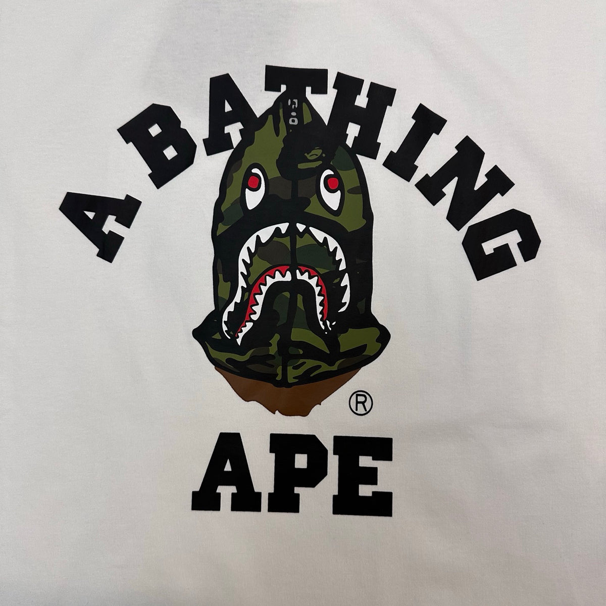 BAPE FW25 A Bathing Ape College Shark Camo Fill Oversized Heavyweight Unisex T-Shirt