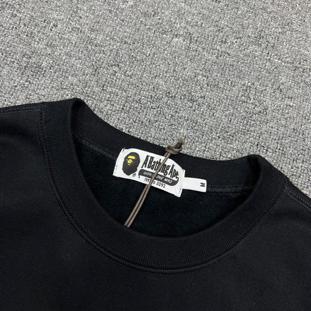 BAPE One Point Ape Head Crewneck Sweatshirt - 420gsm - Gray / Black