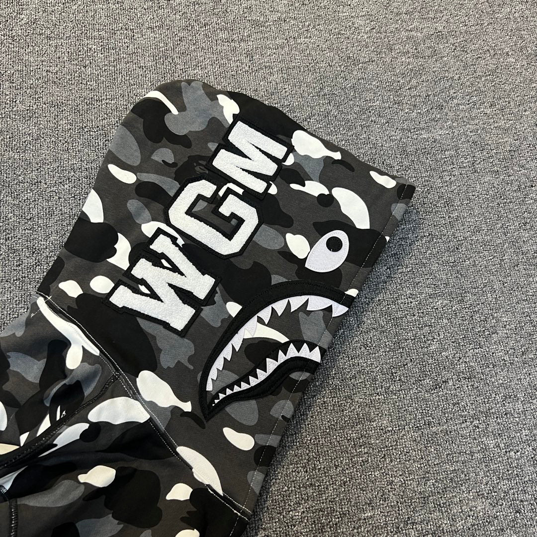 BAPE Yin-Yang Glow City Camo Shark Full-Zip Hoodie - Black × White