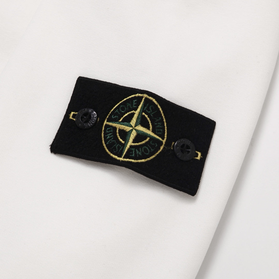 Stone Island Cotton Half-Zip Mock Neck Sweatshirt with Left Sleeve Compass Badge
