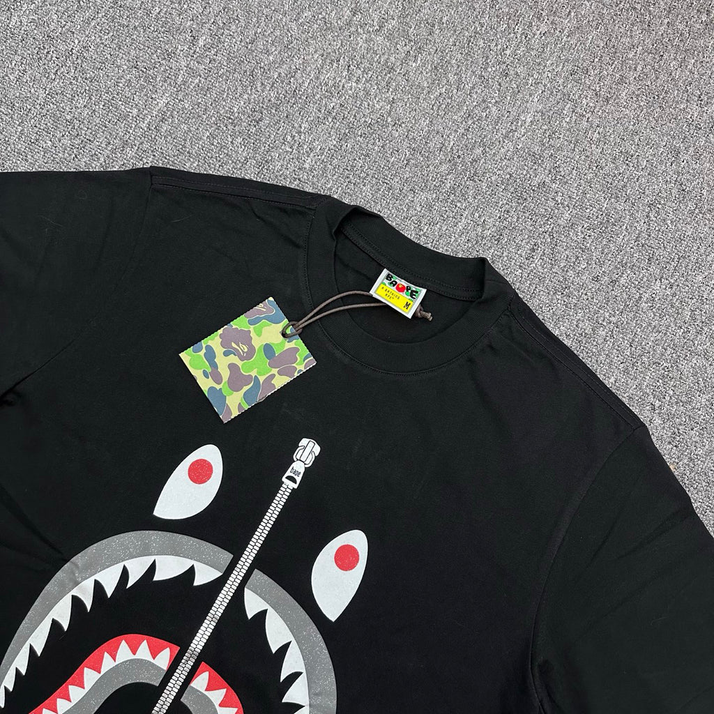 BAPE SS26 WGM Shark Glitter Print T-Shirt — Black