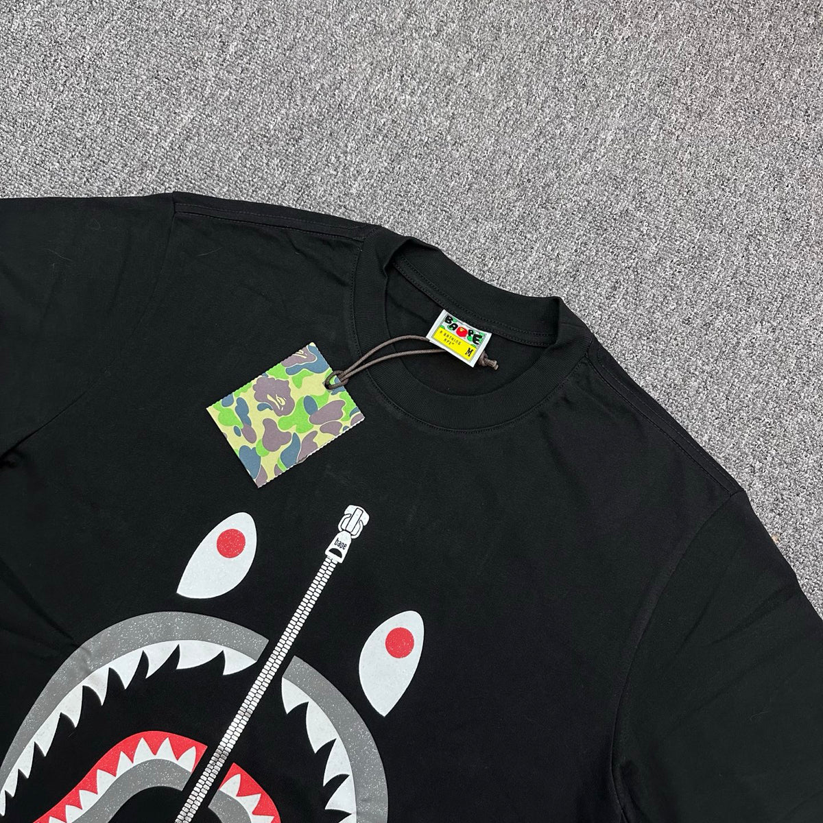BAPE SS26 WGM Shark Glitter Print T-Shirt — Black