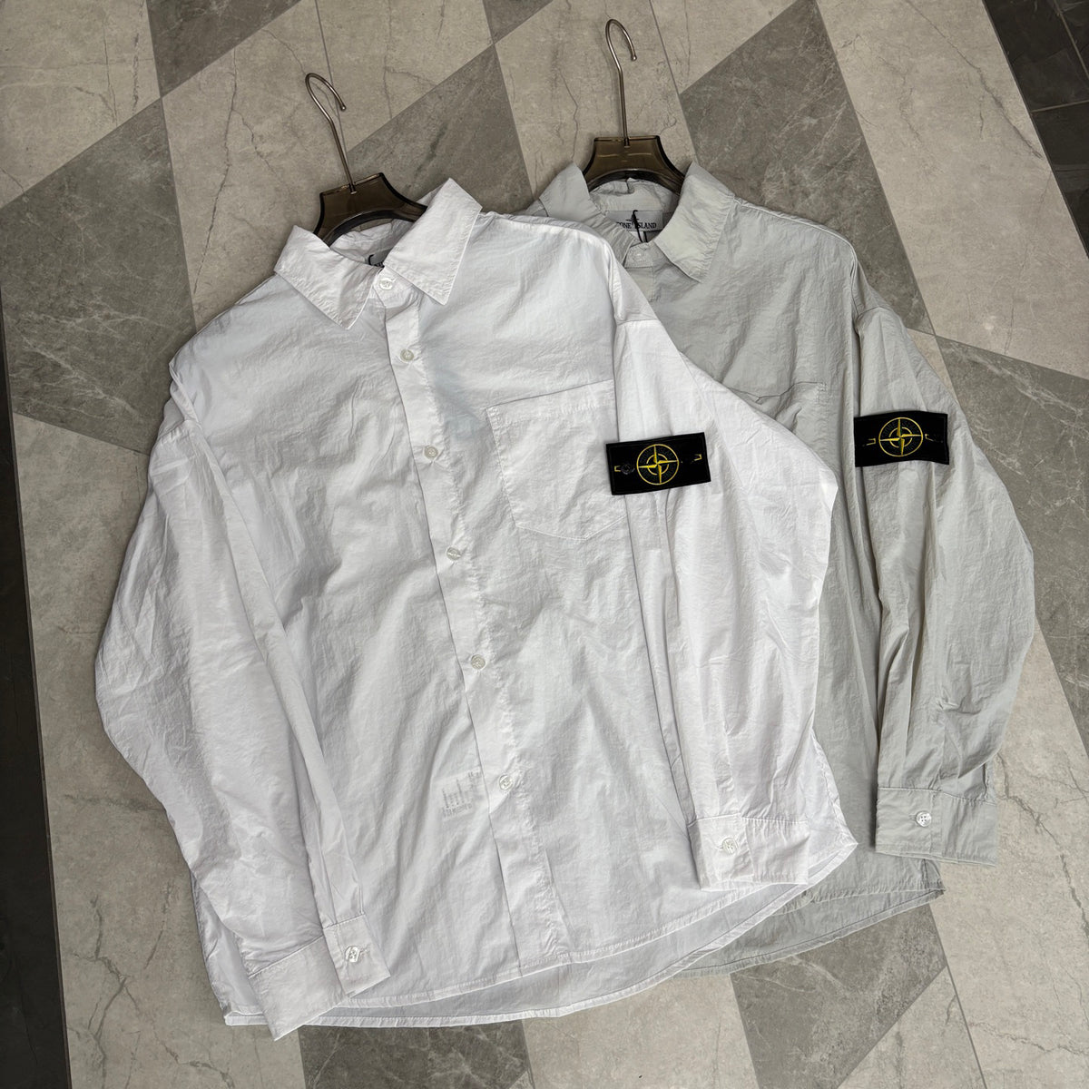 Stone Island Lightweight Sun-Protection Overshirt with Compass Badge Sleeve Patch
