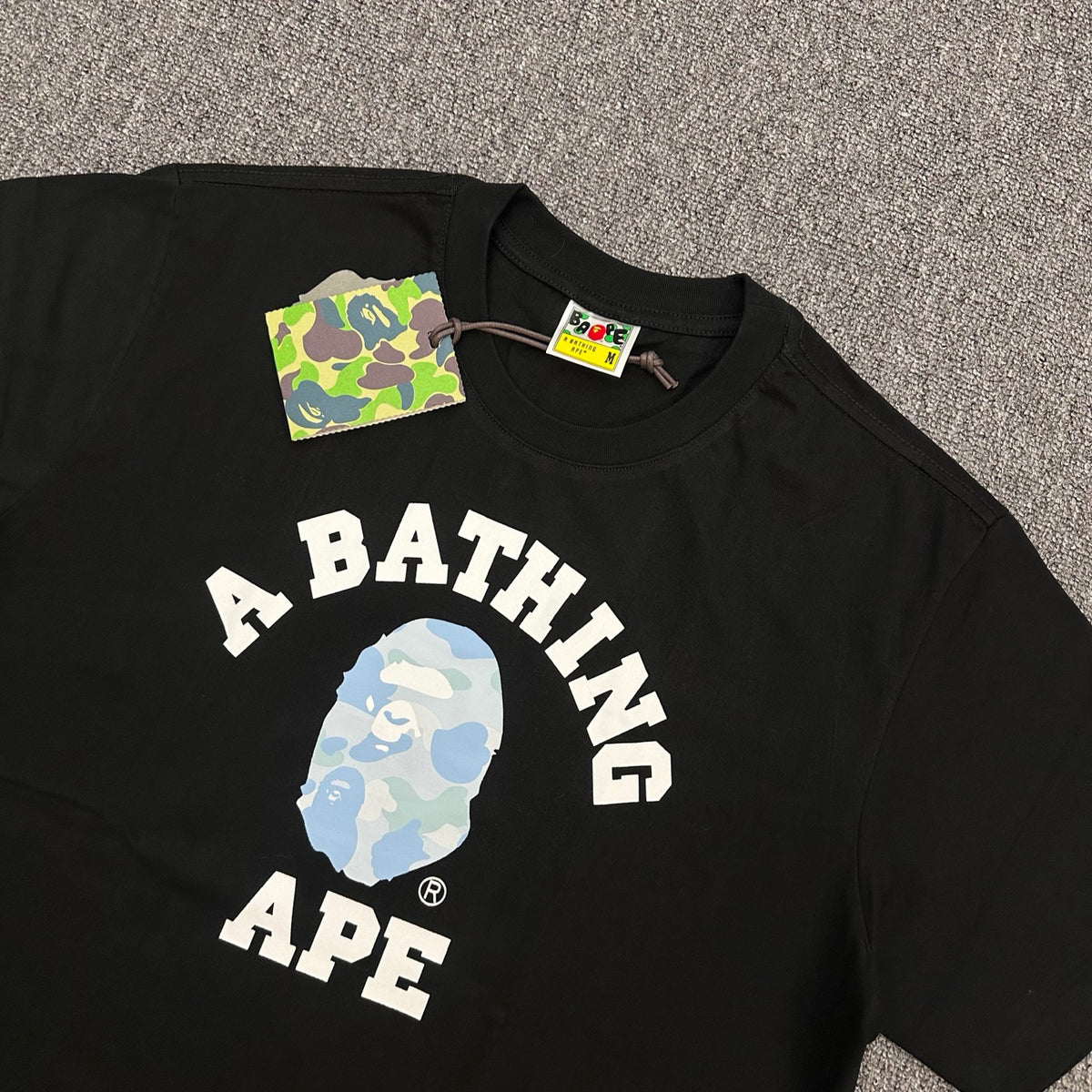 BAPE SS26 ABC Camo Ape Head College T-Shirt — Blue Camo / Pink Camo