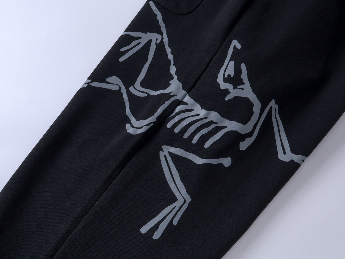 Arc'teryx Large Skeleton Fossil‑Bird Print Drawstring Jogger Pants