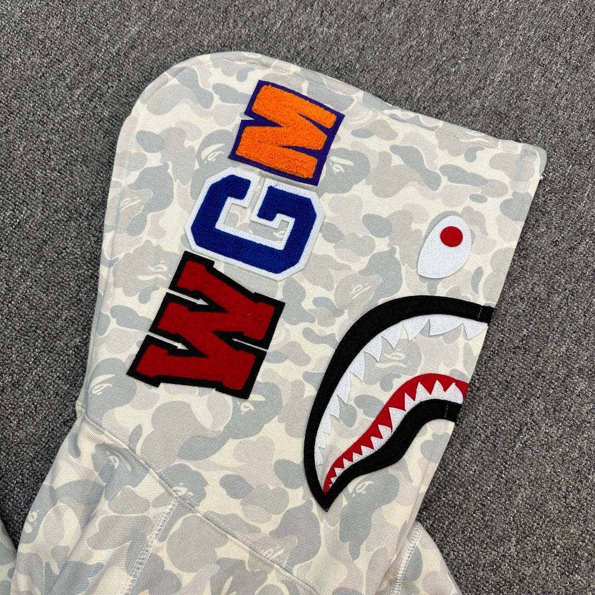 BAPE FW24 Ice Grey ABC Camo Shark Full-Zip Hoodie - Harajuku PACK Limited