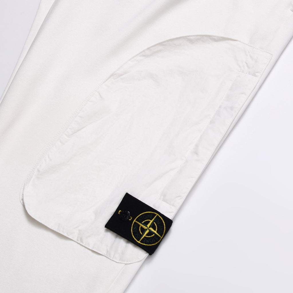 Stone Island Cotton Fleece Cargo Sweatpants with Right Thigh Curved Flap Pocket and Compass Badge