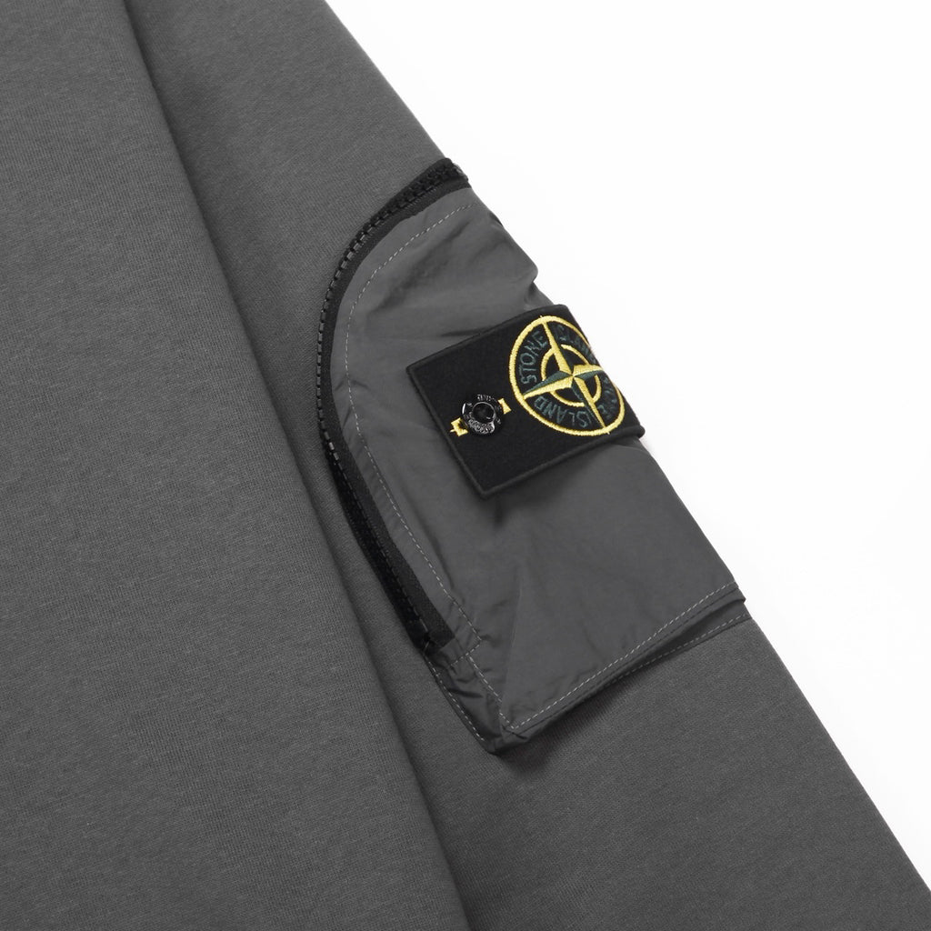 Stone Island Cotton Crew Neck Sweatshirt with Left Chest Name Patch and Right Sleeve Compass Badge Pocket