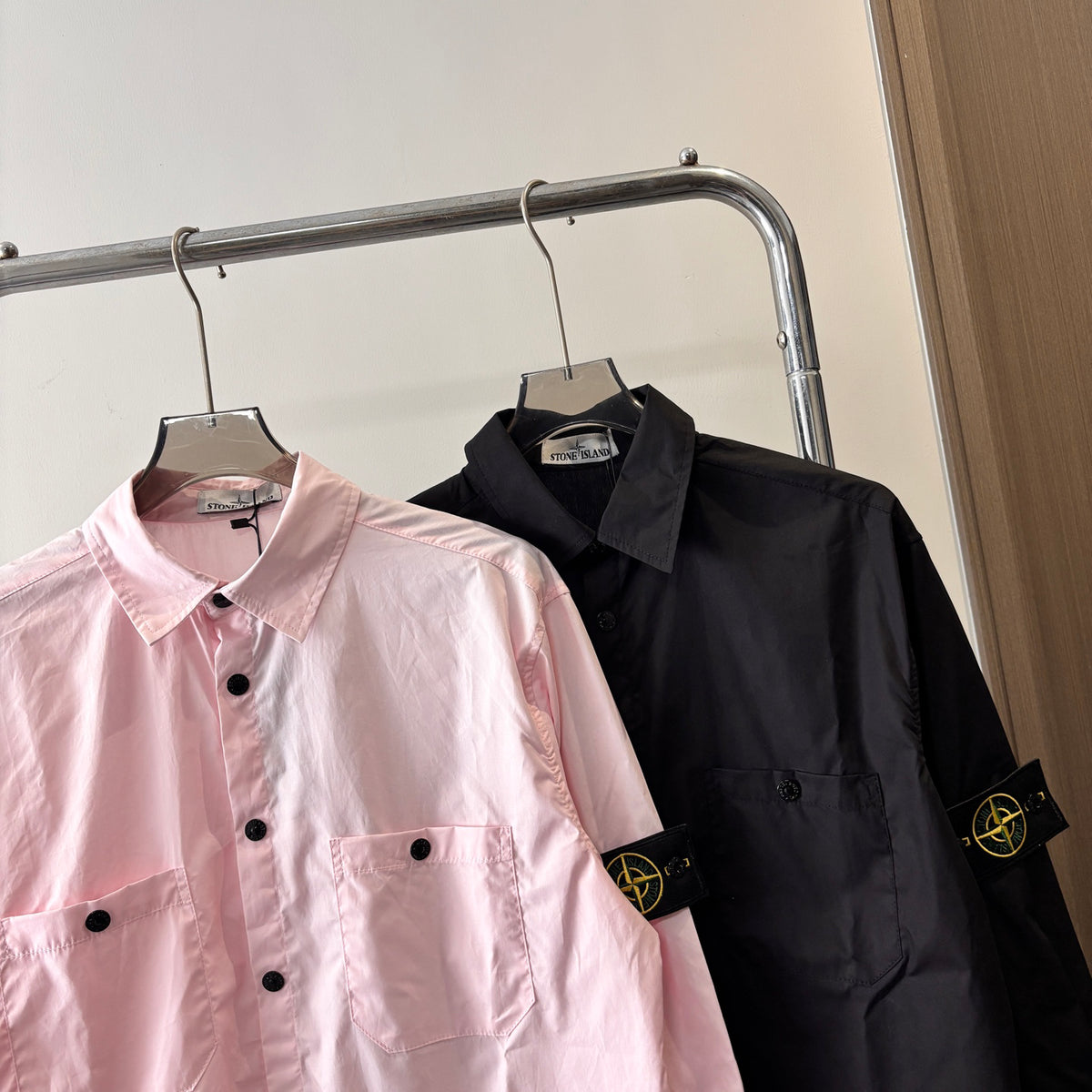 Stone Island Technical Cotton Overshirt with Snap Buttons and Compass Badge