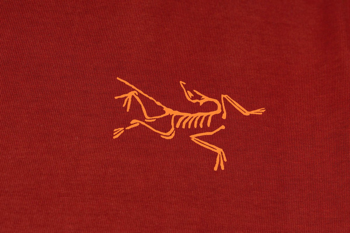 Arc'teryx Small Bird Logo Front and Grid Large Bird Graphic Back Crew Neck Short‑Sleeve T‑Shirt, Unisex Relaxed Fit Tee