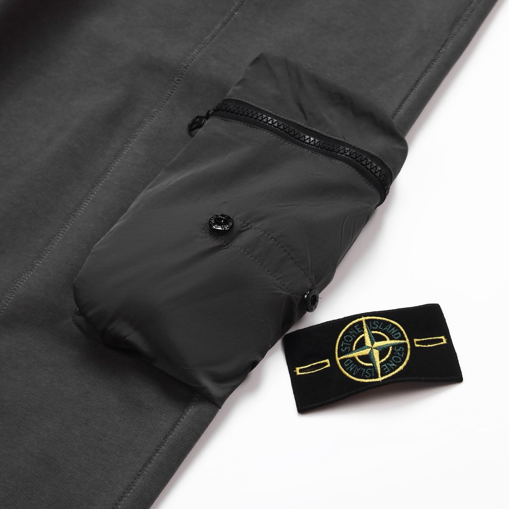Stone Island Technical Fabric Straight Leg Cargo Pants with Bilateral Zip Cargo Pockets and Compass Badge