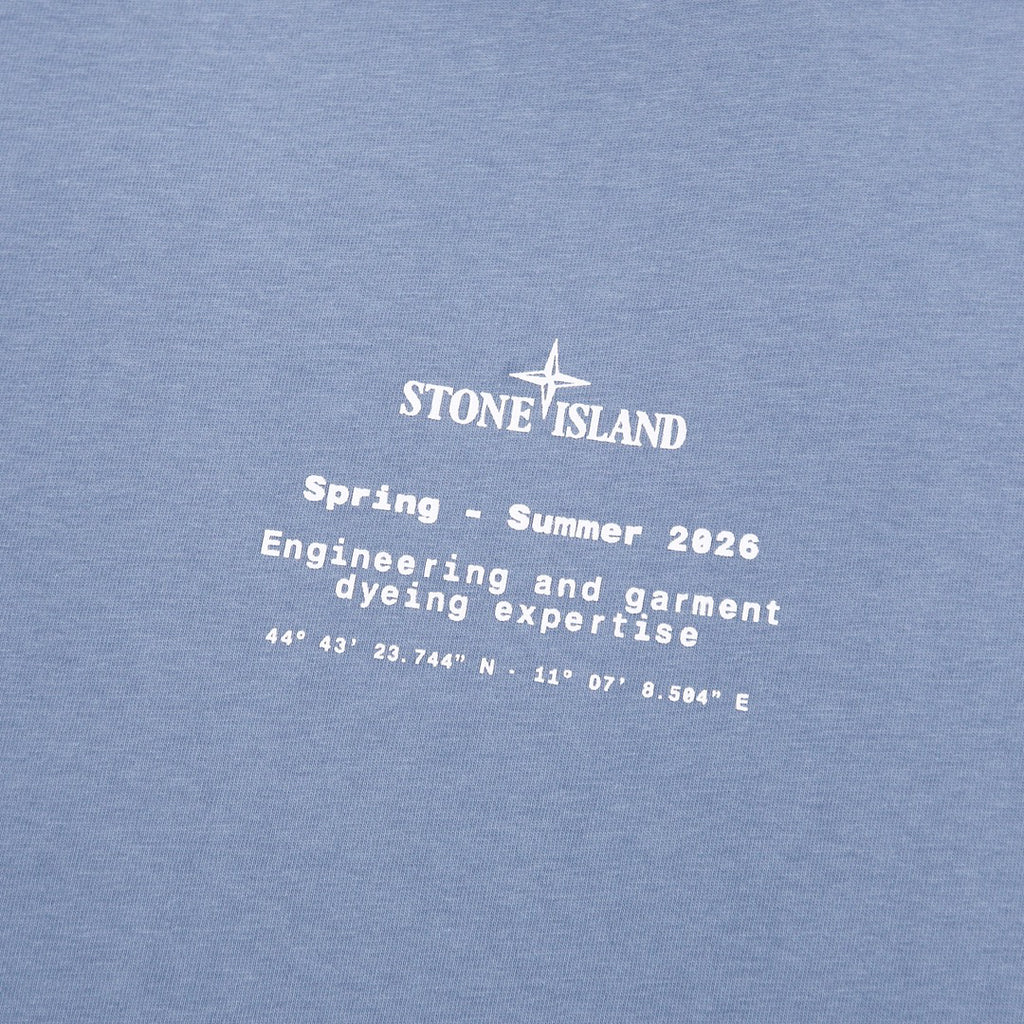 Stone Island Spring-Summer 2026 Engineering and Garment Dyeing Text Print Crew Neck T-Shirt