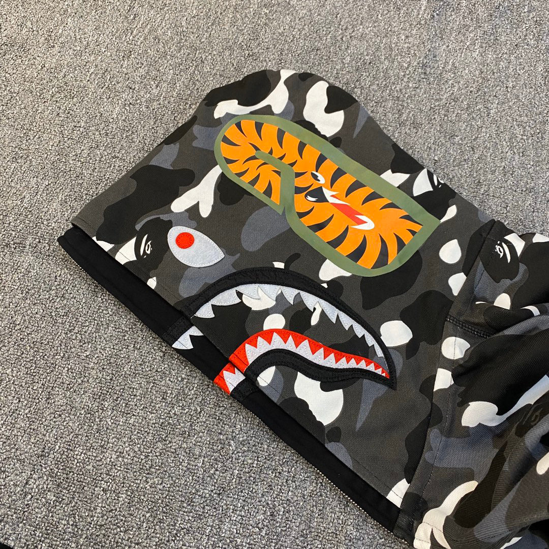 BAPE Shark Full-Zip Double Hood Glow-in-the-Dark City Camo Hoodie
