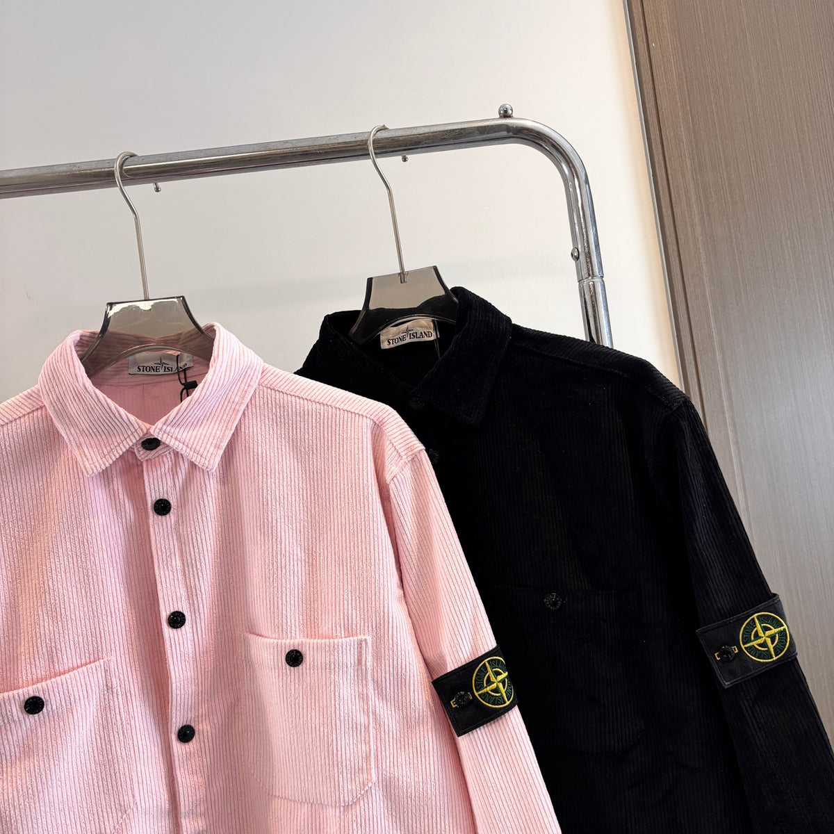 Stone Island Wide-Wale Corduroy Overshirt with Snap Buttons and Compass Badge