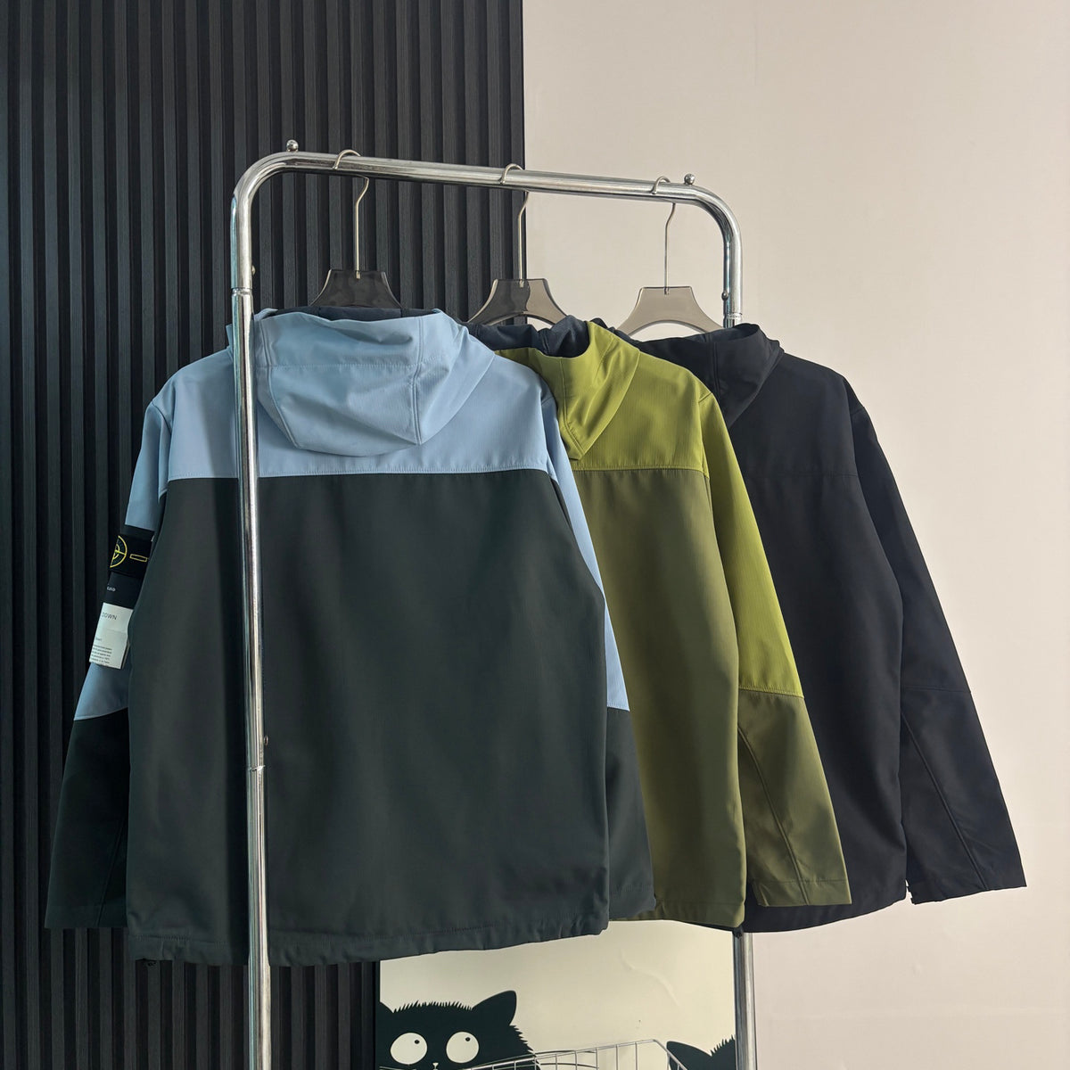 Stone Island Two-Tone Colour-Block Softshell Hooded Jacket with Compass Badge