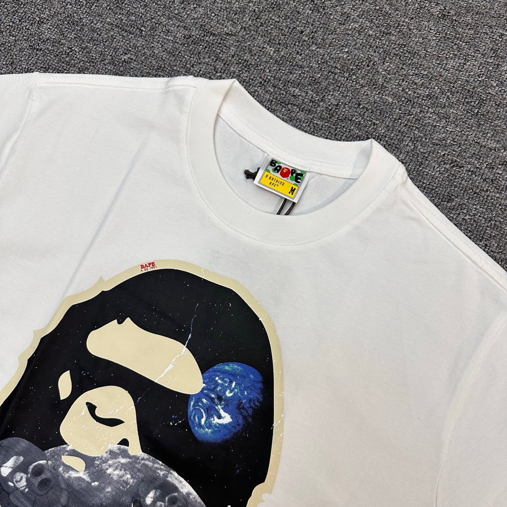 BAPE FW25 Moon Ape Head Space T-Shirt - White / Black