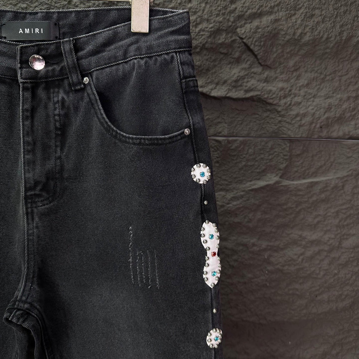 AMIRI Rhinestone‑Embellished Flared Denim Jeans